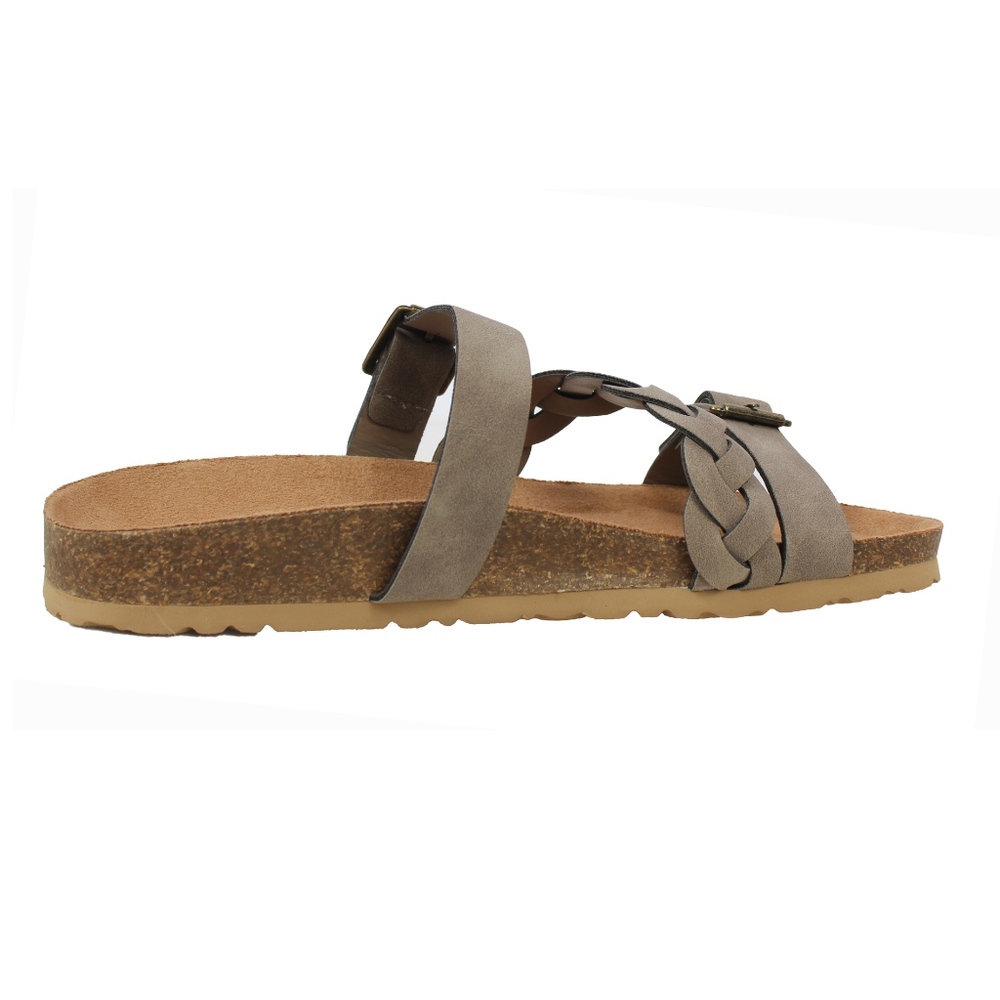 Taupe Buckle Strap Cork Platform Slip On - Picture 5 of 7